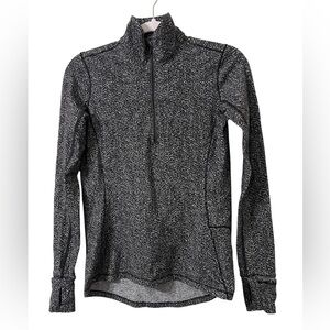 Lululemon Outrun 1/2 Zip Pullover Sz 6 Running Luon Ripple Jacquard Black White